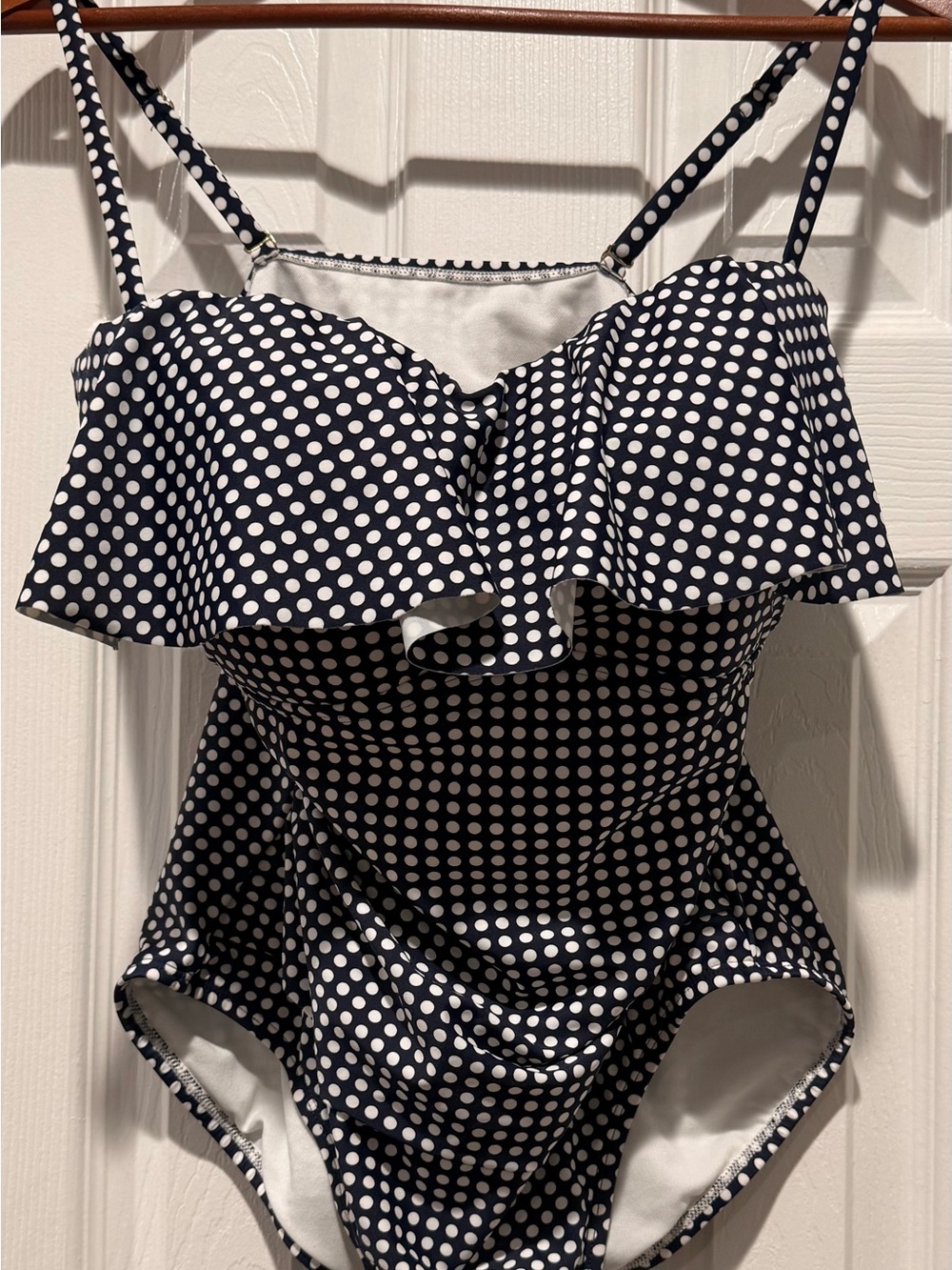 Black/White Gingham One-Piece Swimsuit Ruffle Adjustable Strap C M